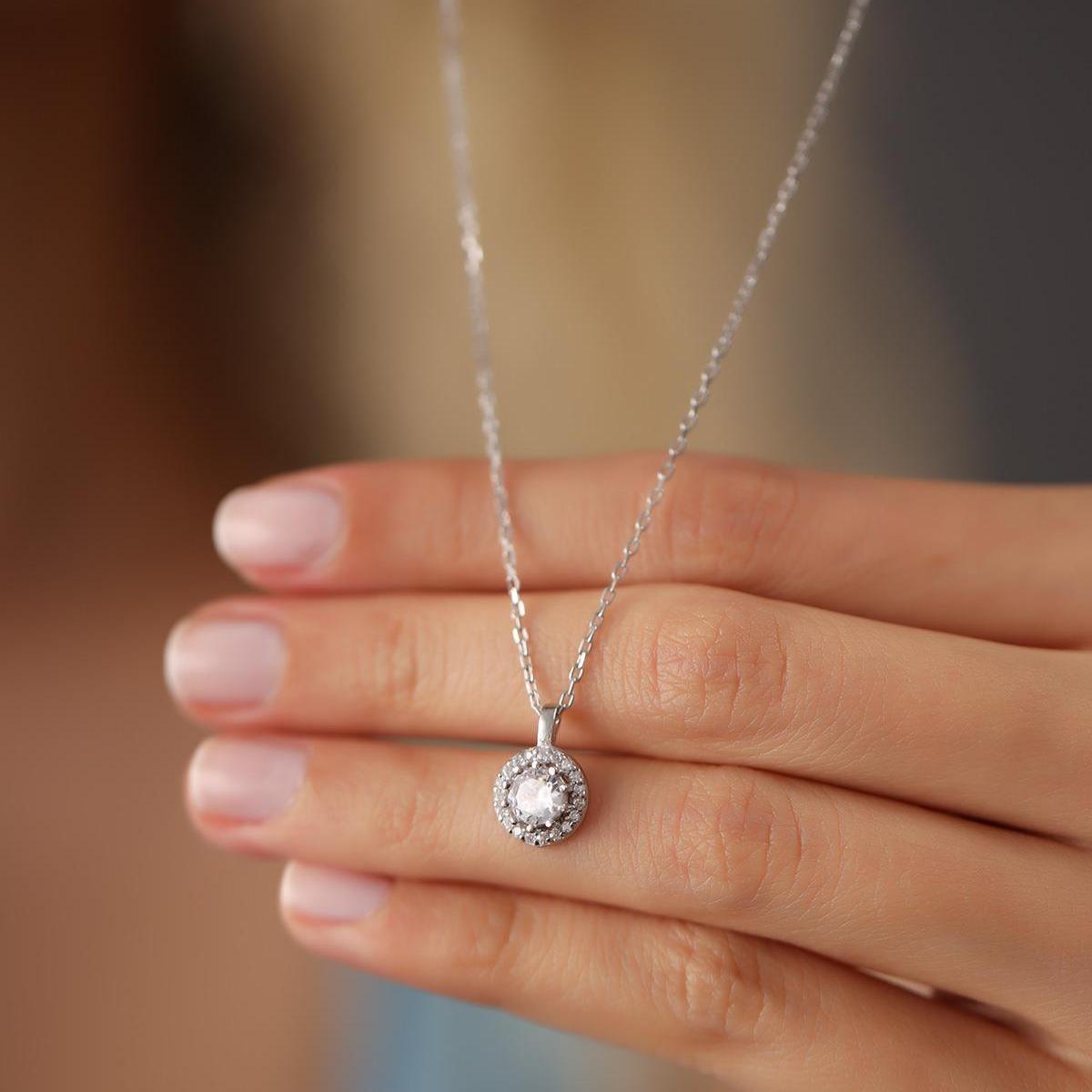 April Birthstone Necklace • Silver Cz Necklace • 925 Cz Necklace - Trending Silver Gifts