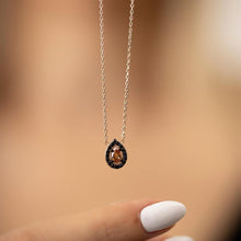 Crystal Citrine Necklace ¥ Black Zirconia Necklace ¥ May Birthstone - Trending Silver Gifts