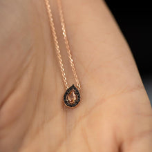 Crystal Citrine Necklace ¥ Black Zirconia Necklace ¥ May Birthstone - Trending Silver Gifts