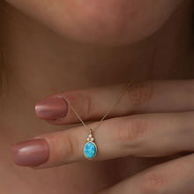 Oval Opal Necklace ¥ Fire Opal Necklace ¥ Blue Opal Necklace - Trending Silver Gifts