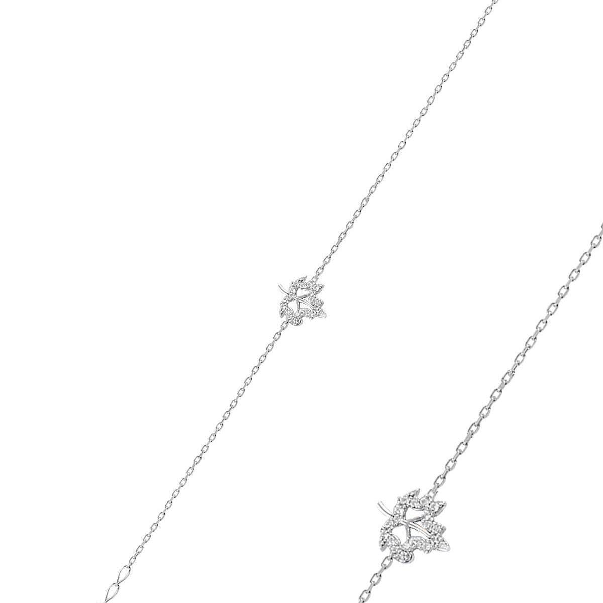 Zircon Maple Leaf Silver Bracelet • Bridesmaid Gift For Wedding - Trending Silver Gifts