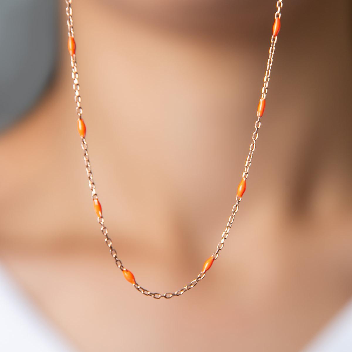 Orange Stone Satellite Necklace Gold • Rose Gold Satellite Necklace - Trending Silver Gifts