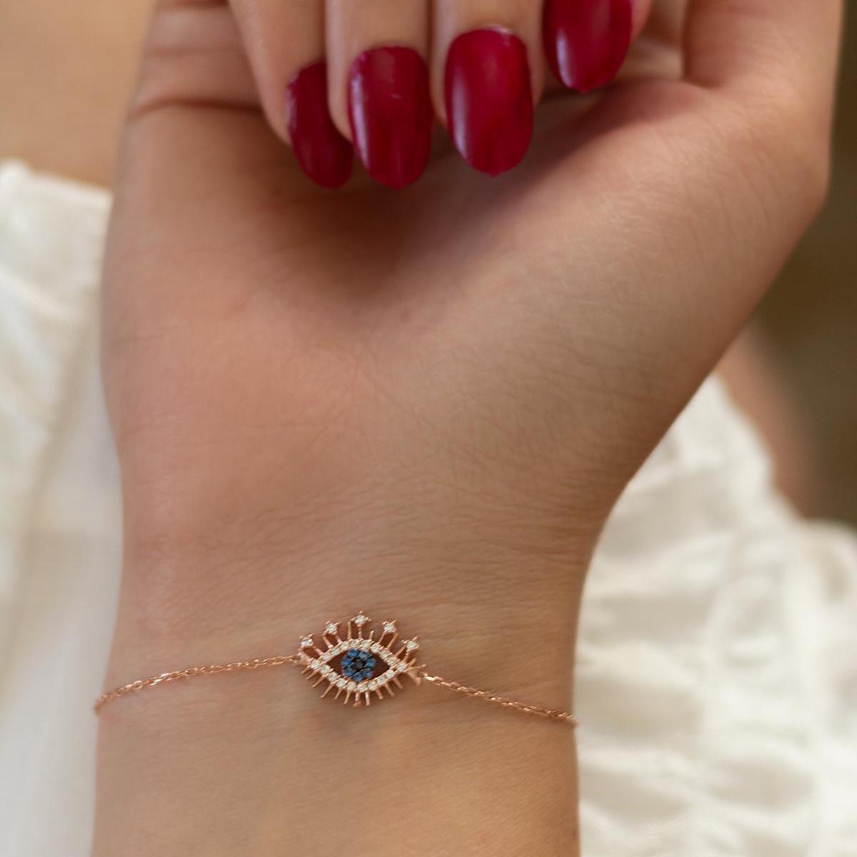 Evil Eye Birthstone Bracelet • Blue Sapphire Evil eye Bracelet - Trending Silver Gifts