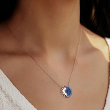 Sunshine Necklace ¥ Blue Gemstone Necklace ¥ Sunburst Diamond Necklace - Trending Silver Gifts