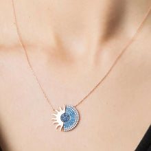 Sunshine Necklace ¥ Blue Gemstone Necklace ¥ Sunburst Diamond Necklace - Trending Silver Gifts