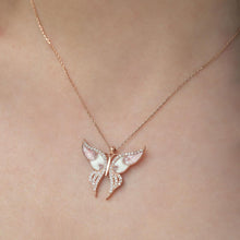 White Butterfly Diamond Necklace ¥ Butterfly Cream Pendant Necklace - Trending Silver Gifts