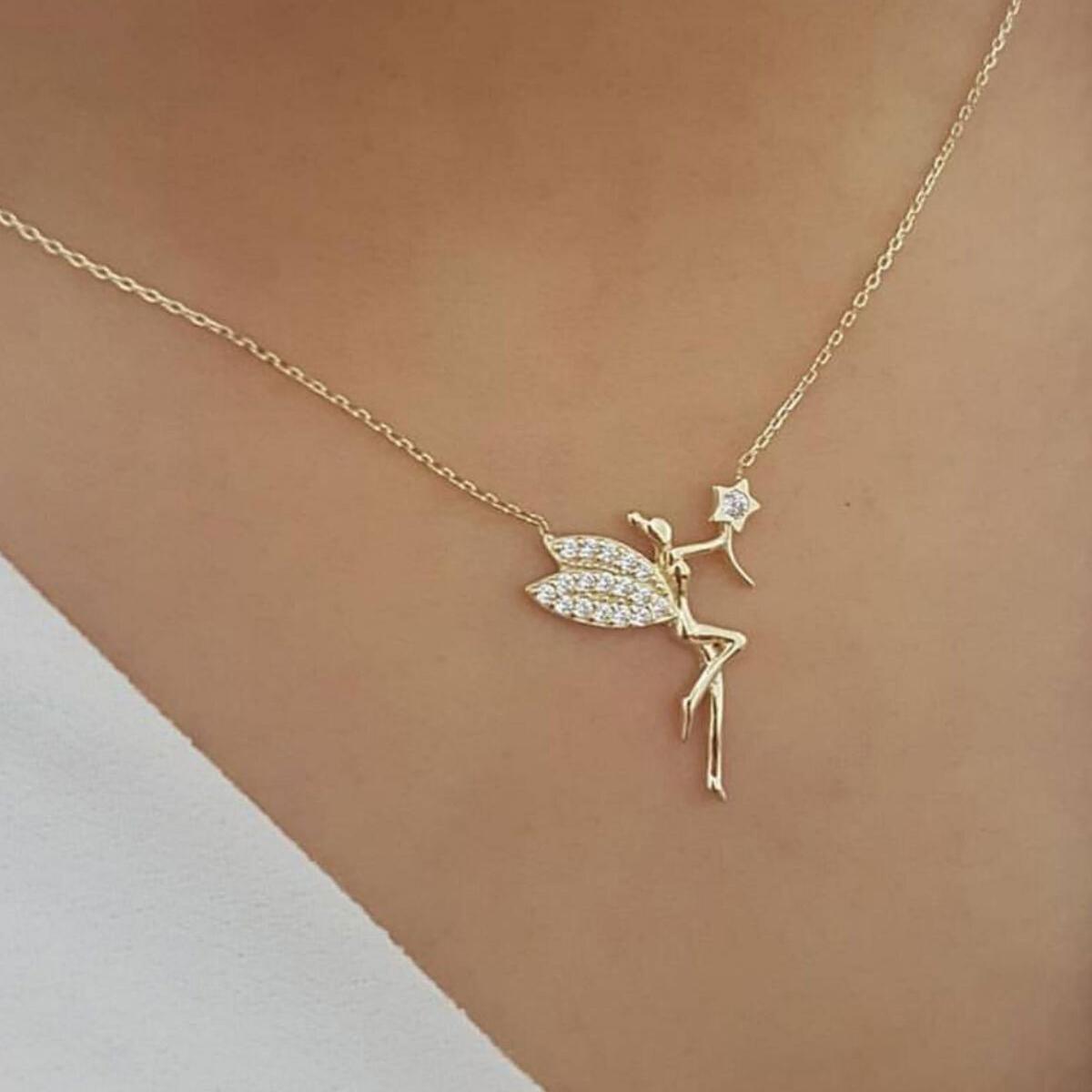 Fairy Necklace Gold ¥ Angel Necklace Silver ¥ Gold Fairy Necklace - Trending Silver Gifts