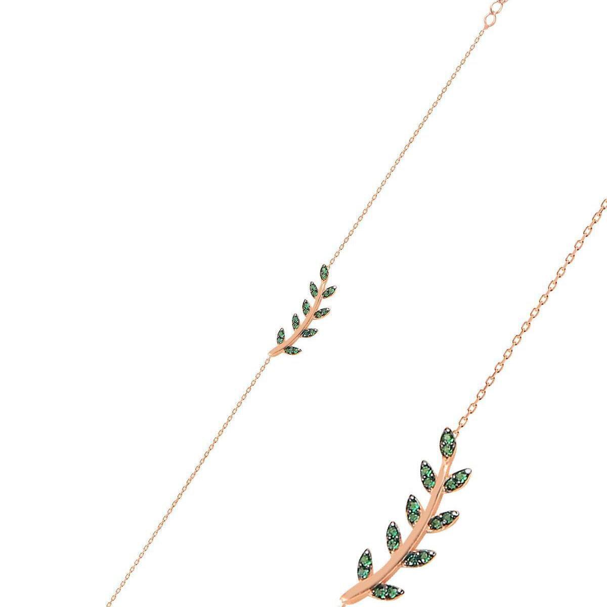 Green Ivy Leaf Rose Gold Bracelet • Bridesmaid Gift For Wedding - Trending Silver Gifts