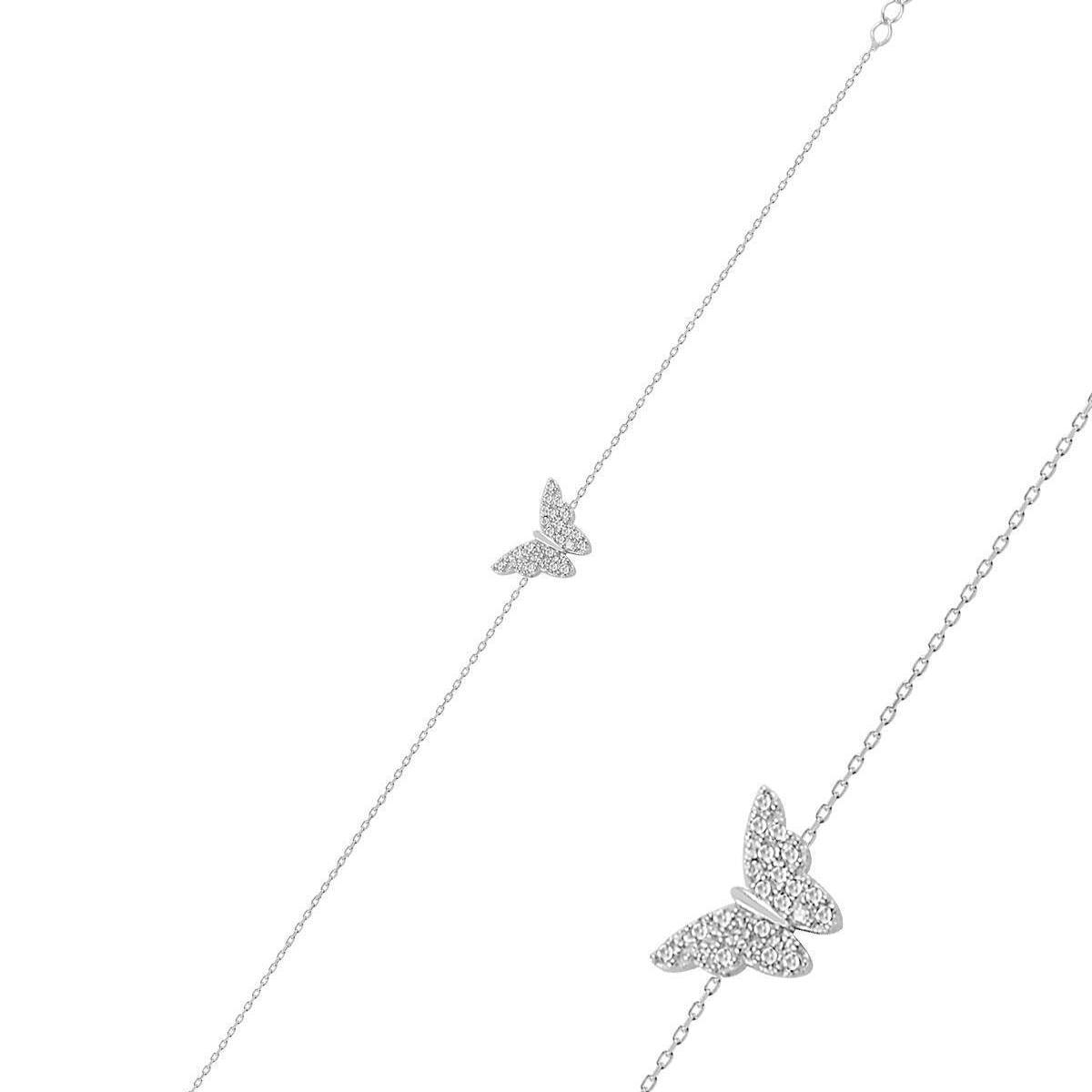Sterling Silver Butterfly Bracelet • Butterfly Cubic Zircon Bracelet - Trending Silver Gifts