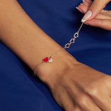 Red Heart Rose Gold Silver Bracelet ¥ Bridesmaid Gift For Wedding - Trending Silver Gifts