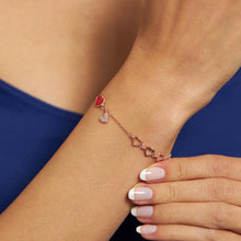 Red Heart Rose Gold Silver Bracelet ¥ Bridesmaid Gift For Wedding - Trending Silver Gifts