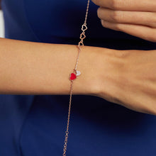 Red Heart Rose Gold Silver Bracelet ¥ Bridesmaid Gift For Wedding - Trending Silver Gifts