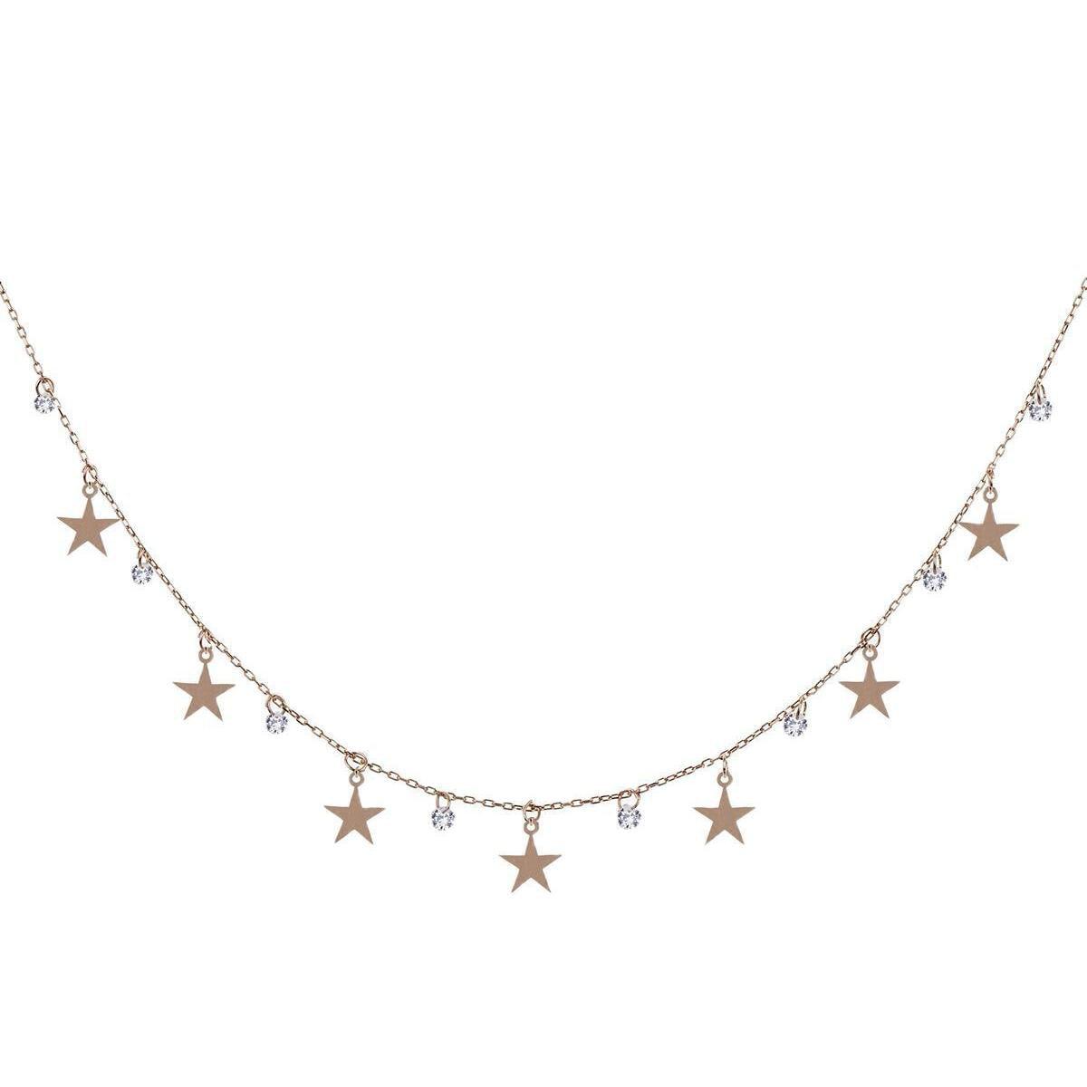 Diamond Star Satellite Chain Necklace • Diamond Star Necklace - Trending Silver Gifts