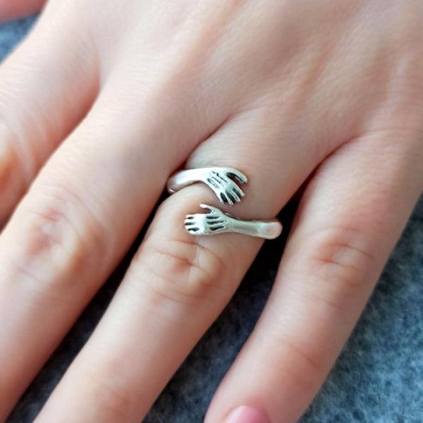 Love Hug Ring • 925 Sterling Silver Hug Ring • Hug Rings for Couples - Trending Silver Gifts