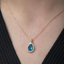 Teardrop Aquamarine And Diamond Necklace ¥ Aquamarine Necklace Silver - Trending Silver Gifts