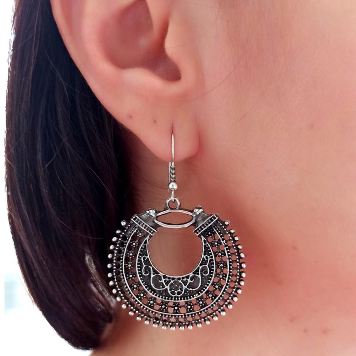 Antique Silver Earrings • Sterling Silver Handmade Earrings - Trending Silver Gifts