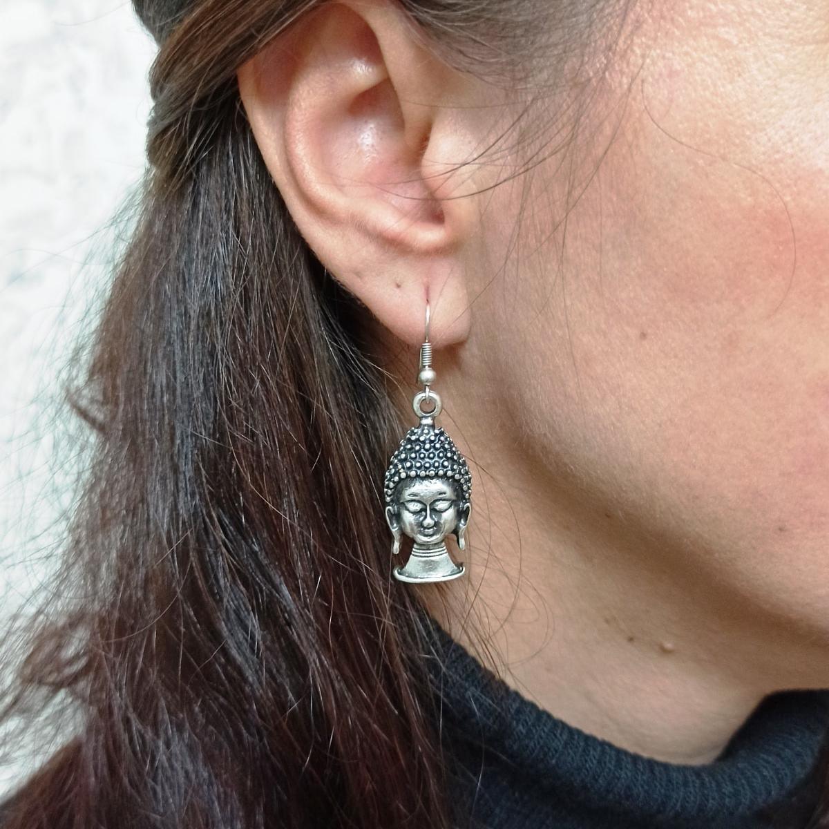 Laughing Buddha Earrings • Handmade Sterling Silver Earrings - Trending Silver Gifts