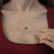 Leaf Pendant Necklace With Zircon ¥ April Birthstone Leaf Necklace - Trending Silver Gifts