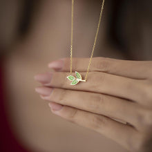 Leaf Pendant Necklace With Zircon ¥ April Birthstone Leaf Necklace - Trending Silver Gifts