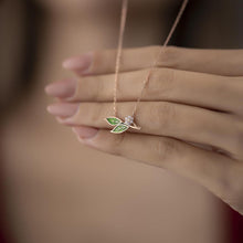 Leaf Pendant Solitaire Necklace ¥ April Birthstone Leaf Necklace - Trending Silver Gifts