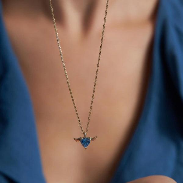 Aquamarine Heart Pendant Necklace • Heart Shaped Aquamarine Necklace - Trending Silver Gifts