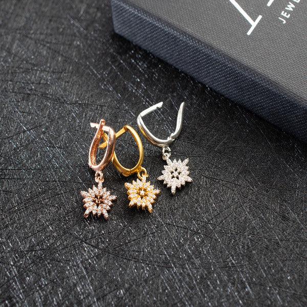 Brighton Snowflake Earrings, Snowflake Earrings Gold, Bridesmaid Gifts - Trending Silver Gifts