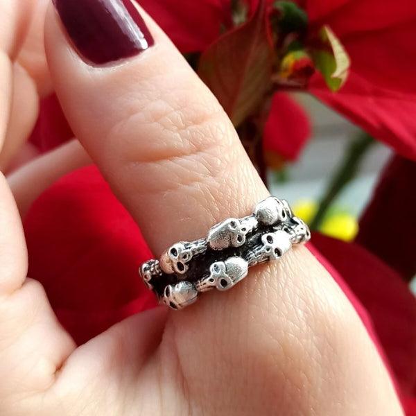 Calvarium Skull Ring • Gothic Skull Thumb Ring • Punk Sugar Skull Ring - Trending Silver Gifts