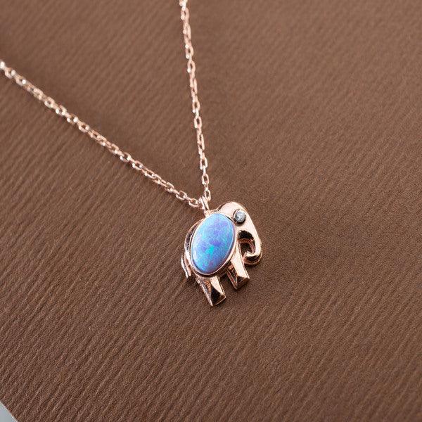 Silver Elephant Necklace • Elephant Necklace Good Luck • Opal Necklace - Trending Silver Gifts