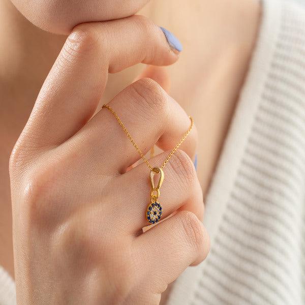 Evil Eye Necklace Gold • Evil Eye Necklace Diamond • Good Luck Jewelry - Trending Silver Gifts