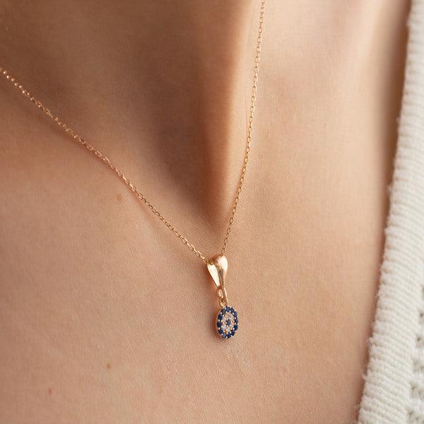 Evil Eye Necklace Gold • Evil Eye Necklace Diamond • Good Luck Jewelry - Trending Silver Gifts