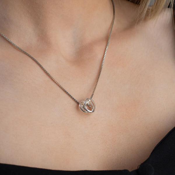Interlocking Circles Box Chain Necklace • Linked Circle Necklace - Trending Silver Gifts