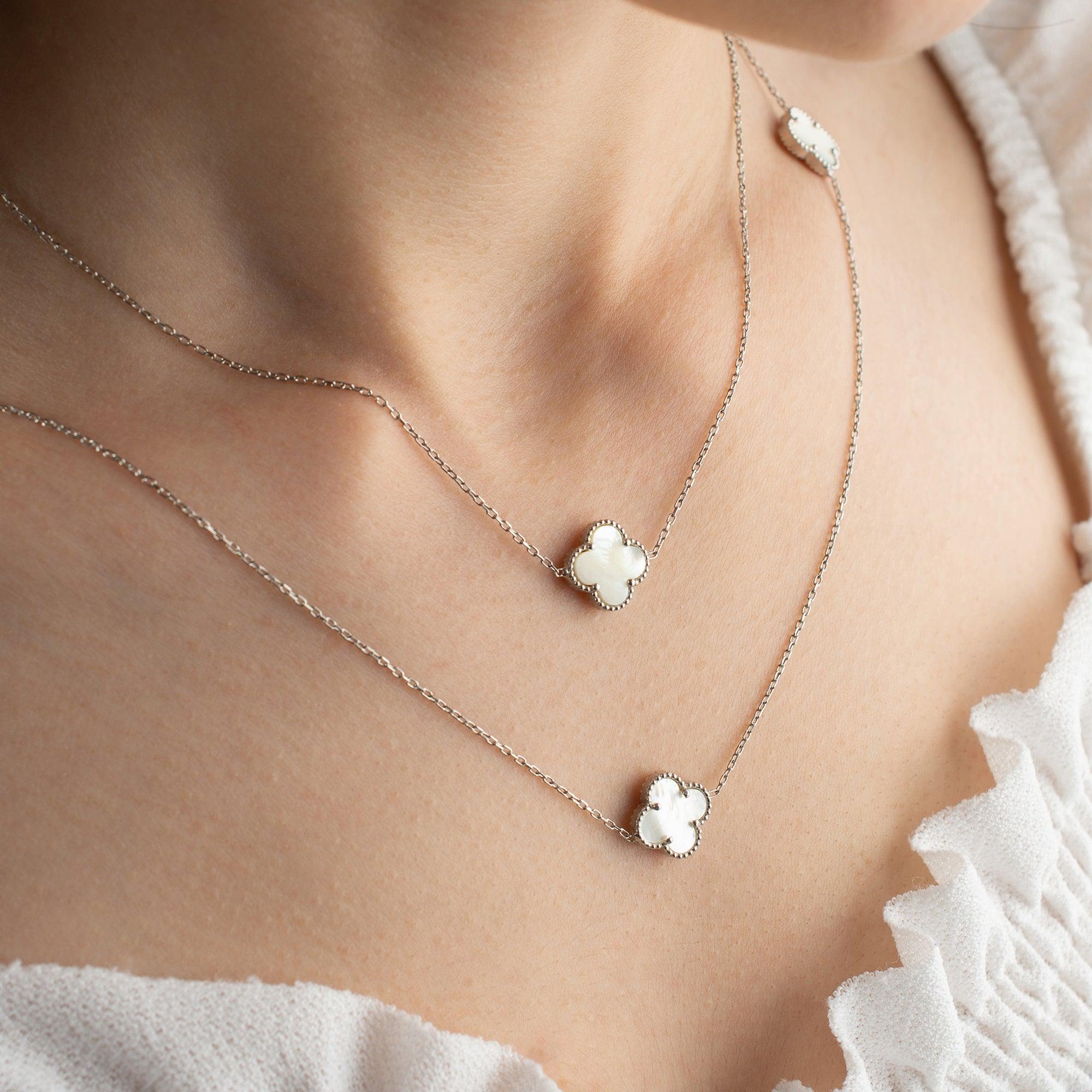 Gold Van Cleef Necklace • Van Cleef Clover Necklace • Gift For Her - Trending Silver Gifts