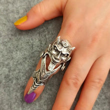 Gothic Demon Ring ¥ Silver Devil Horns Ring ¥ Adjustable Punk Ring - Trending Silver Gifts