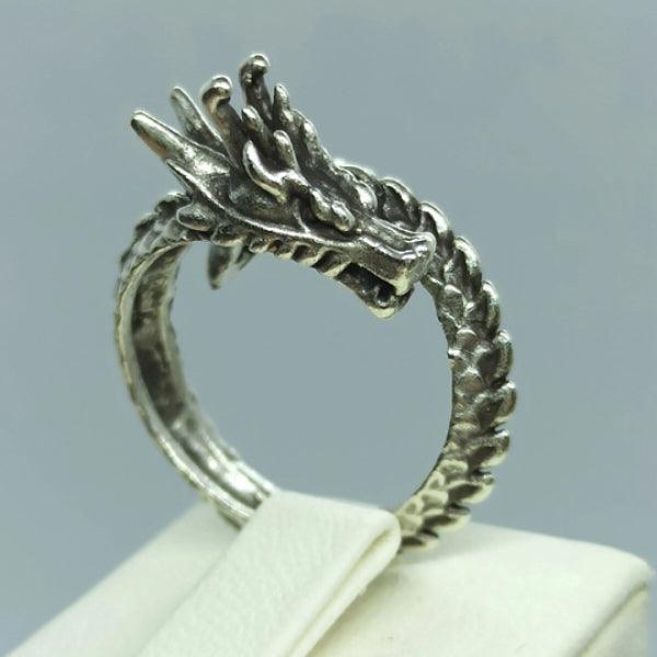 Adjustable Dragon Ring • Gothic Ring • Dragon Head Ring • Dragon Gift - Trending Silver Gifts