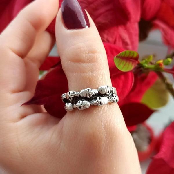 Calvarium Skull Ring • Gothic Skull Thumb Ring • Punk Sugar Skull Ring - Trending Silver Gifts