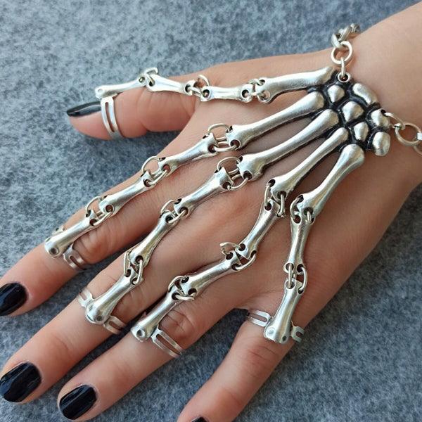 Gothic Skeleton Bracelet • Punk Gothic Skeleton • Cosplay Costume - Trending Silver Gifts