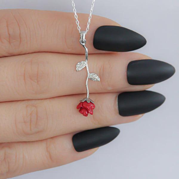 Rose Necklace Beauty And The Beast • A Rose Necklace • Rose Gift Ideas - Trending Silver Gifts