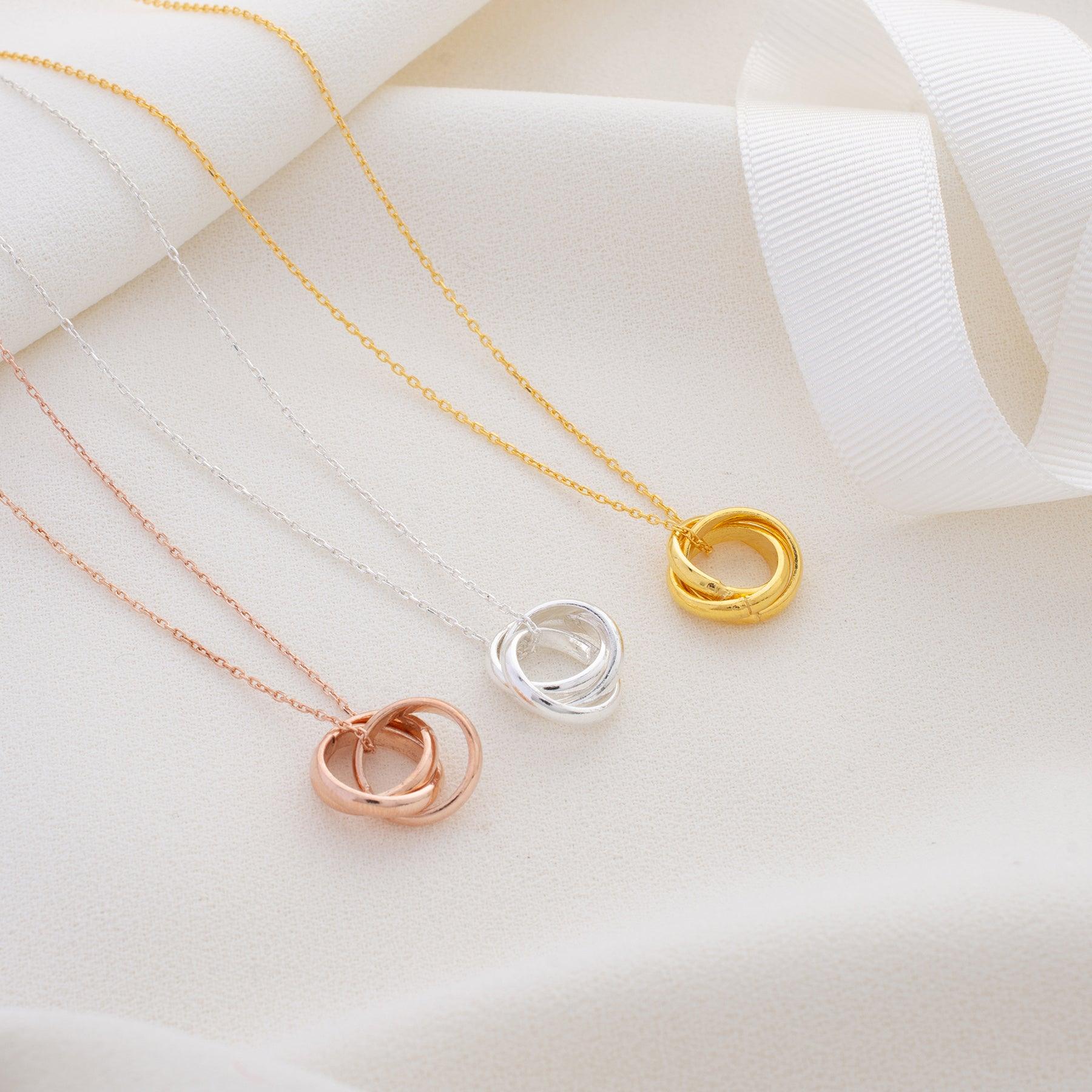 Interlocking Circles Necklace ¥ Russian Ring Necklace ¥ Gift For Her - Trending Silver Gifts