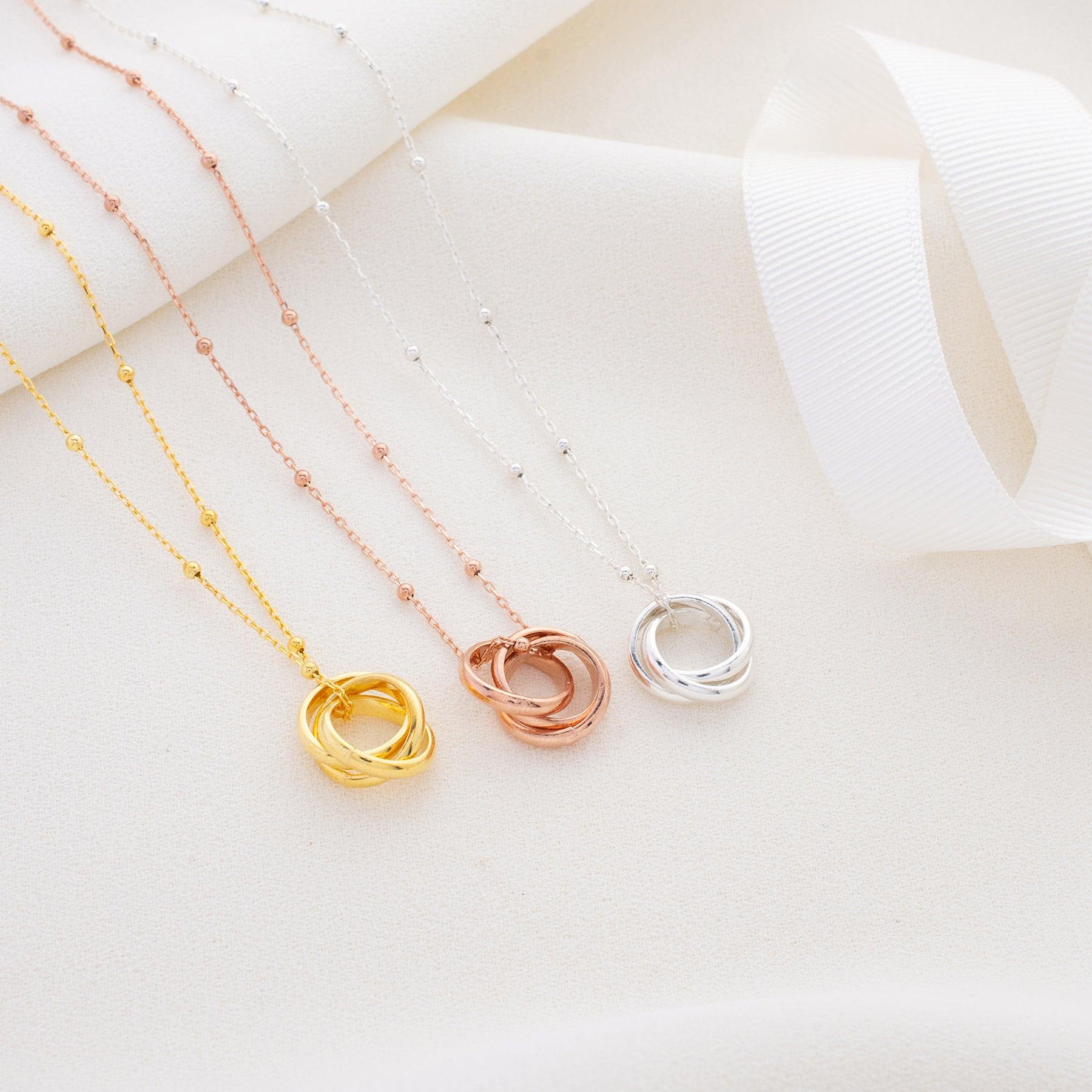 Interlocking Circles Satellite Necklace • Russian Ring Silver Necklace - Trending Silver Gifts