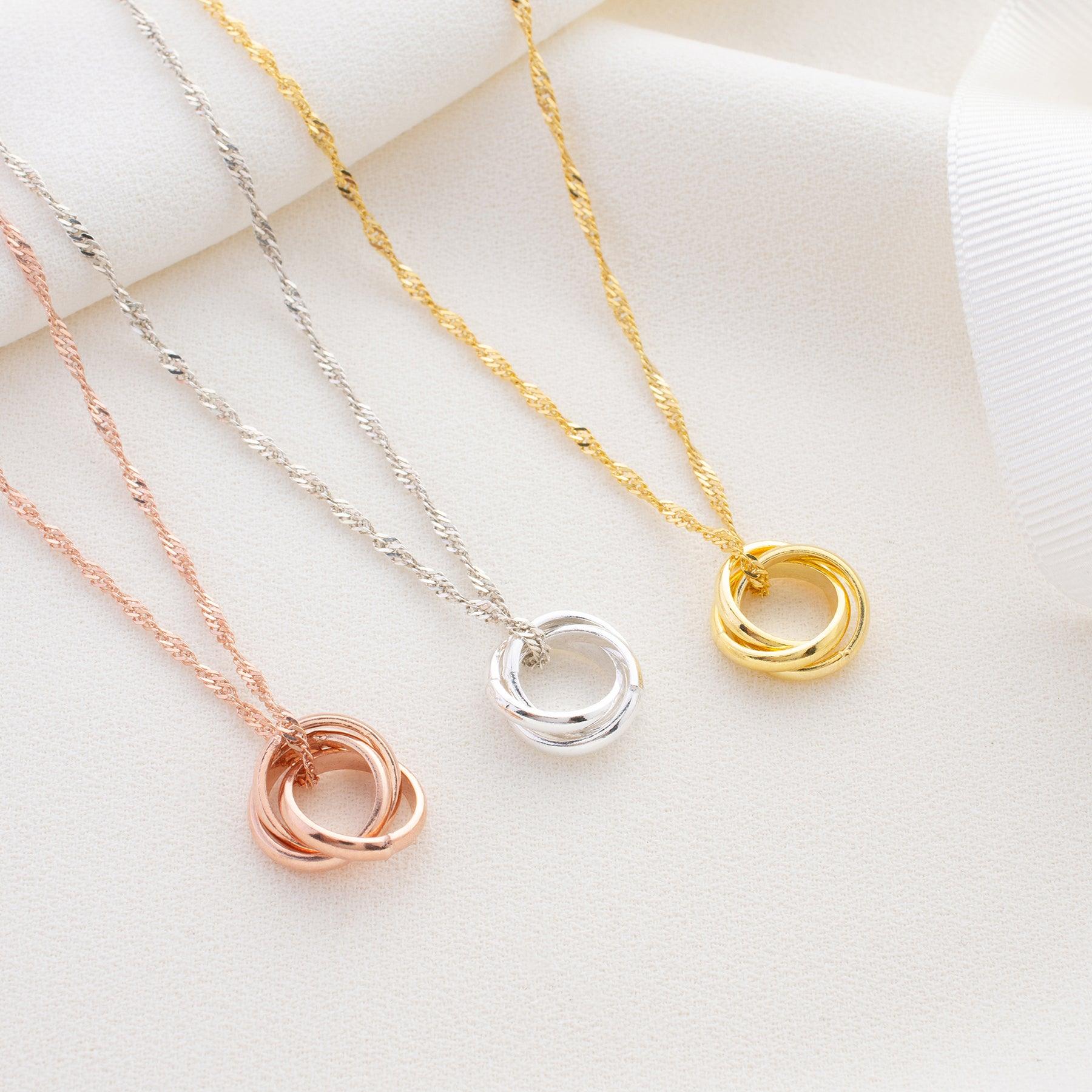 Interlocking Circles Singapore Necklace ¥ Russian Ring Necklace - Trending Silver Gifts