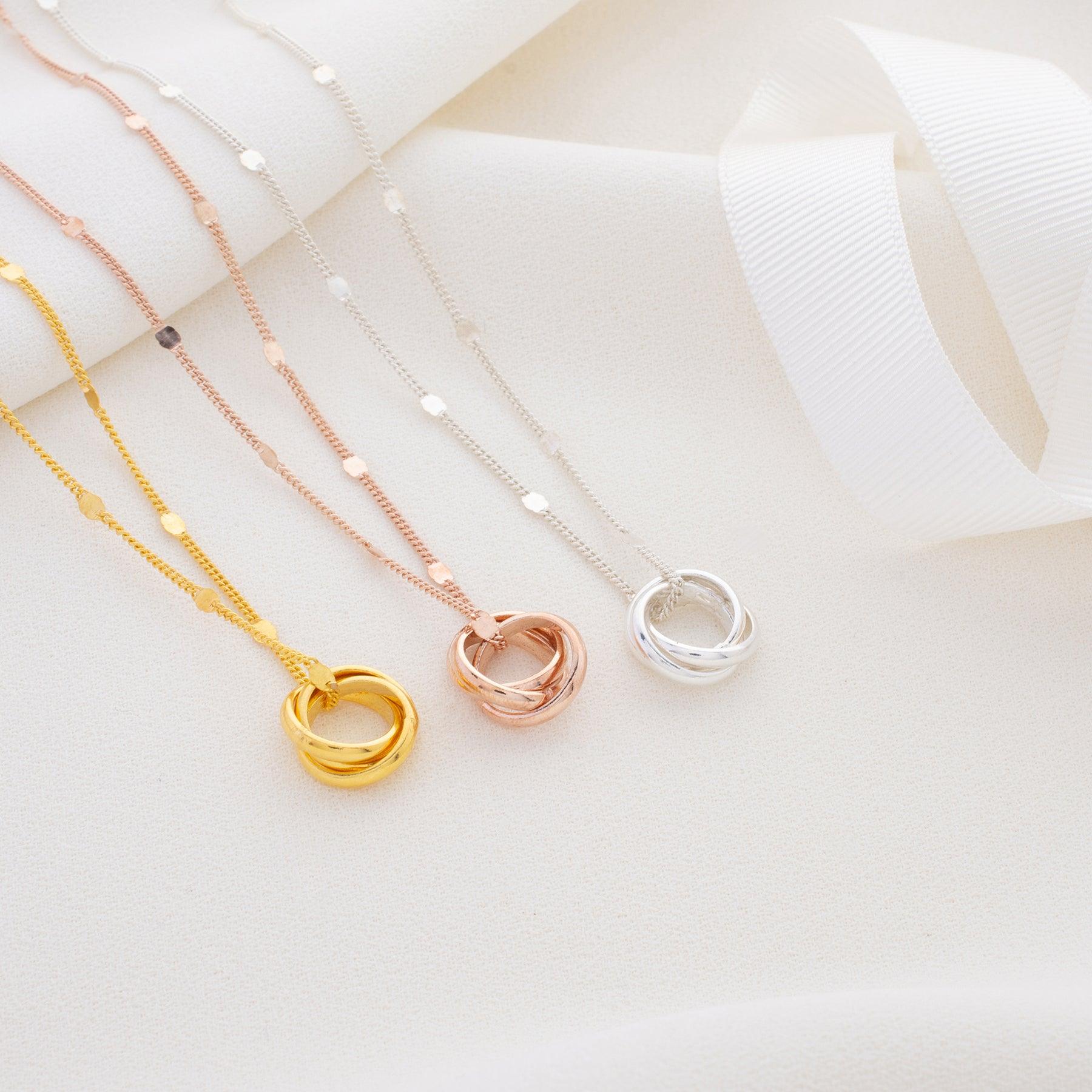 Interlocking Circles Station Chain Necklace • Russian Ring Necklace - Trending Silver Gifts