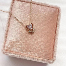 Pink Gemstone Dainty Necklace ¥ Pink Birthstone Layered Heart Necklace - Trending Silver Gifts