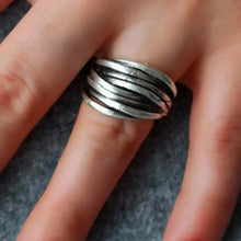 Thick Lines Spinner Ring ¥ Modernist Stacking Band Ring ¥ Wire Wrapped - Trending Silver Gifts