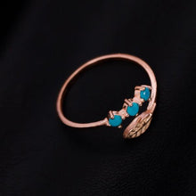 Turquoise Handmade Jewelry ¥ Green Minimalist Turquoise Leaf Ring - Trending Silver Gifts