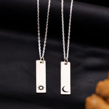 Handmade Sterling Silver Sun and Moon Bar Necklace, Unique Bar Pendant - Trending Silver Gifts