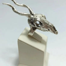 Silver Deer Skull With Horn Ring ¥ Animal Caribou Stackable Ring - Trending Silver Gifts