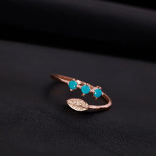 Turquoise Handmade Jewelry ¥ Green Minimalist Turquoise Leaf Ring - Trending Silver Gifts