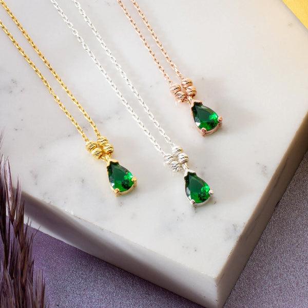 Emerald Necklace Gold • Green Emerald Necklace • Birthstone Necklace - Trending Silver Gifts