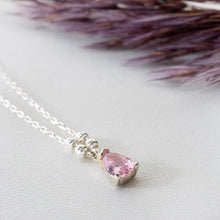 October Birthstone Necklace ¥ Pink Tourmaline Necklace ¥ Gift For Mom - Trending Silver Gifts