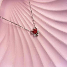 Gold Heart Garnet Gemstone Necklace ¥ Dainty Ruby Birthstone Necklace - Trending Silver Gifts